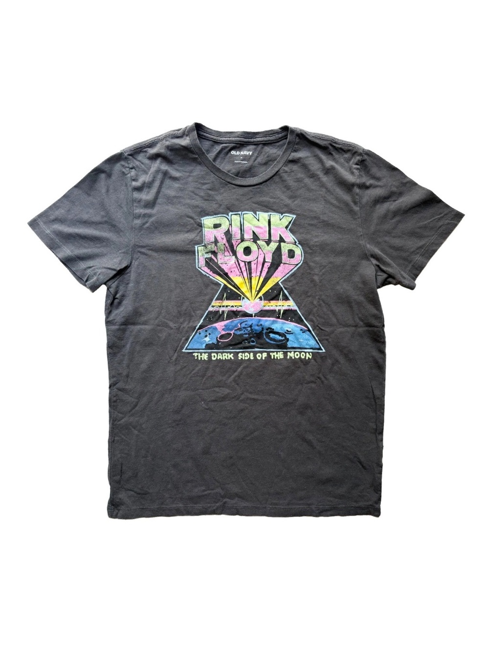 Old Navy S Gray Pink Floyd Graphic Tee with Multicolor Print Men’s Short Sleeve
